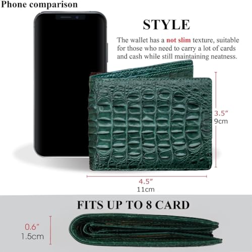 Image of HATA Men Leather Bifold Wallet RFID Blocking Front Pocket Exotic Billfold Handmade Gift For Birthday Wedding Anniversary Father's Day