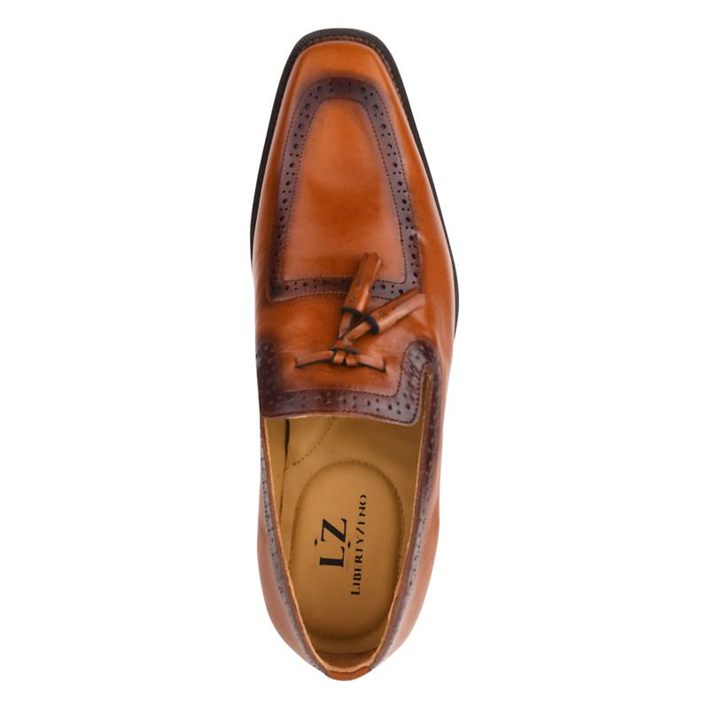 Image of LIBERTYZENO Mens Genuine Leather Tassel Loafer Slip On Dress Shoes