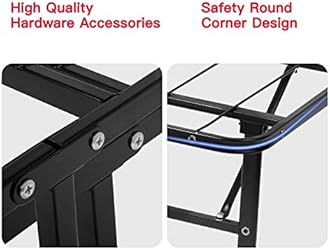 FDW Bed Frame Foldable Heavy Duty Mattress Metal Platform Slat No Box Spring Needed Easy Assembly Noise-Free Black (Full)