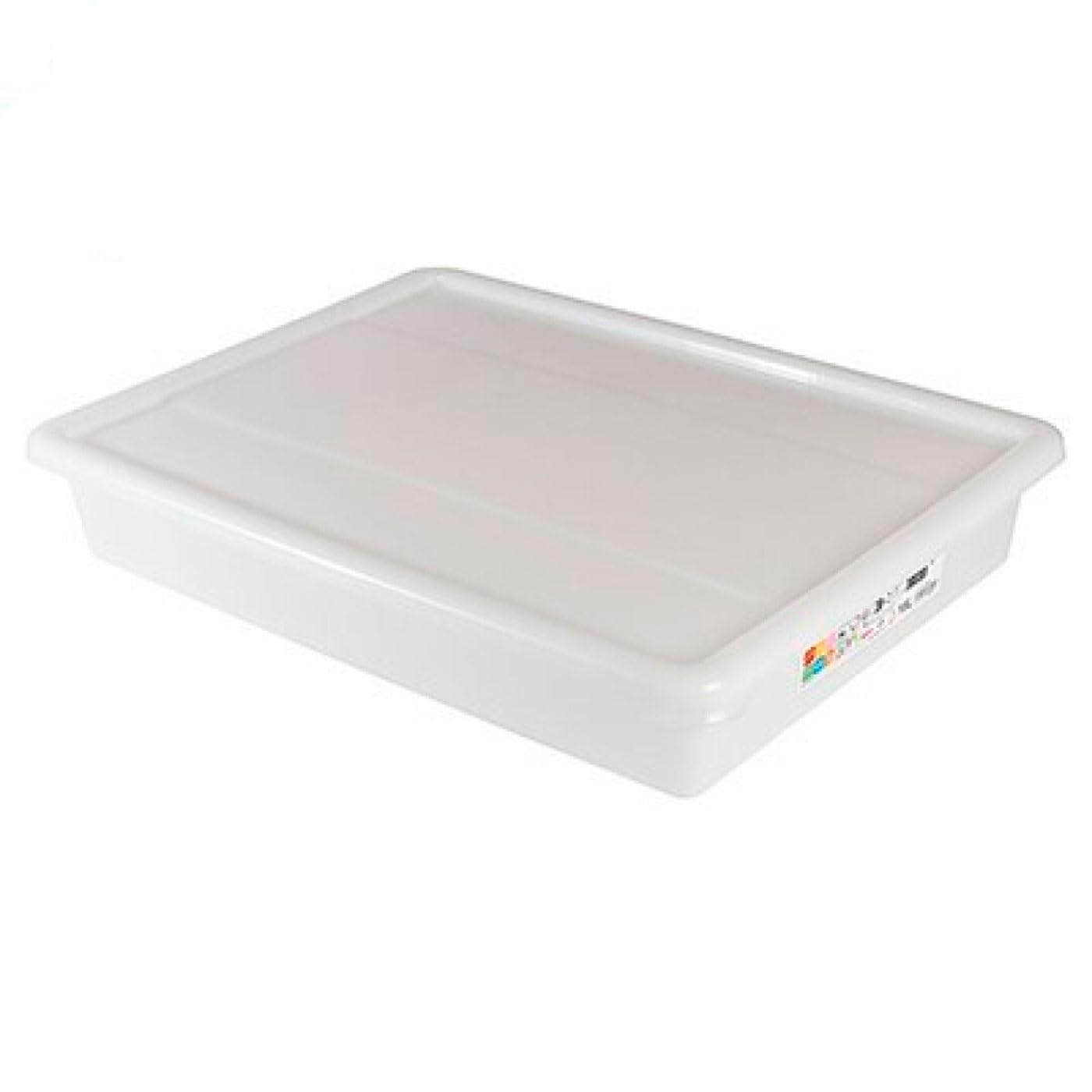 Tradineur - Pack de 4 bandejas frigoríficas de Almacenamiento con Tapa, N.º 7 - HG, plástico, Reutilizables, Guardar Alimentos, Fabricadas en España (Blanco - 15 litros - 55,3 x 41 x 9,3 cm)