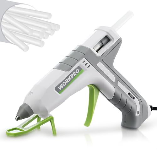 WORKPRO Hot Glue Gun 60/100 W Dual Temperature Glue Gun with 10 pcs Glue Sticks (11x200 mm) Fast Preheating Heavy Duty Melt Glue Gun Kit for Crafting DIY Construction and Home Repairs White