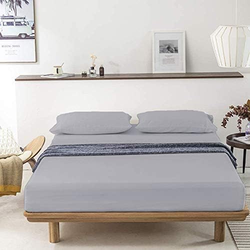 Image of YRM Bedding's - Egyptian Cotton Bedsheet 400-TC Premium Hotel Quality 1 Bedsheet (82x102) + 2 Pillow Covers (18x28) - (Full Size, Silvwe Grey Color)