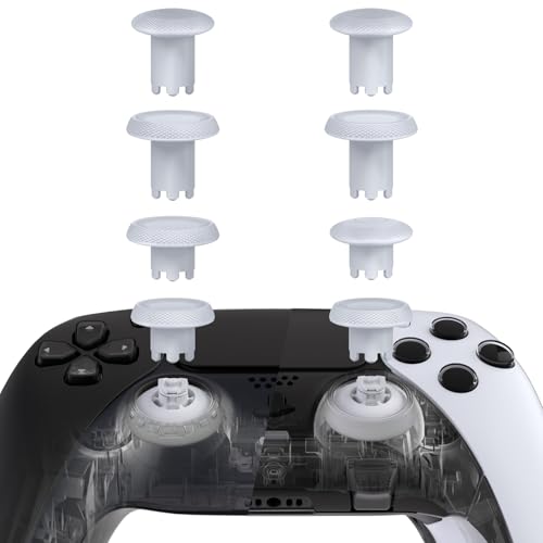 Image of eXtremeRate ThumbsGear V3 Interchangeable Ergonomic Thumbsticks for PS5 Controller, Replacement Analog Thumb Sticks for PS4 Controller - Original White 4 Height Removable Convex Concave Grip Joysticks