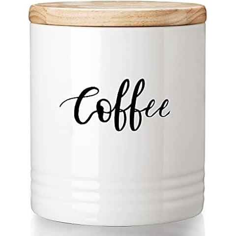 LEETOYI Porcelain Food Storage Containers with Lid, 4.5 Inch 31oz White, Labeled Coffee Cover
