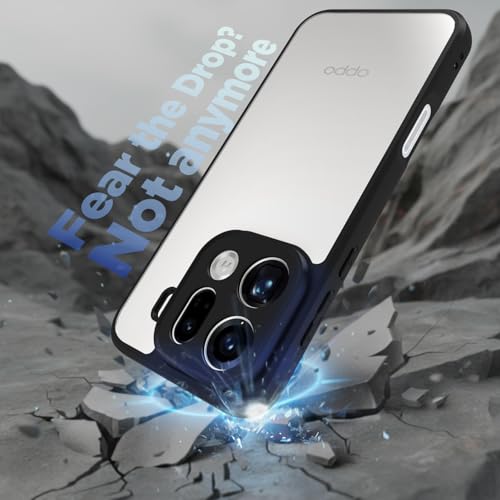 Image of RIGGEAR Shockproof Sleek Hybrid Armor Back Cover Case for Oppo Find X9 Pro 5G (Clear PC + Black TPU Bumper)