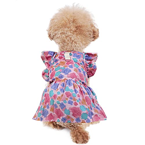 Vestidos de cachorro para cães pequenos, roupas de menina com coleira e laço de cabelo para cães, ve