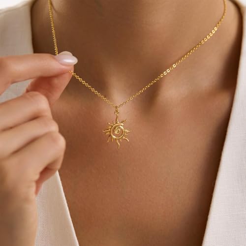 Image of Gold Silver Necklace for Women, Dainty Cubic Zirconia Pendant