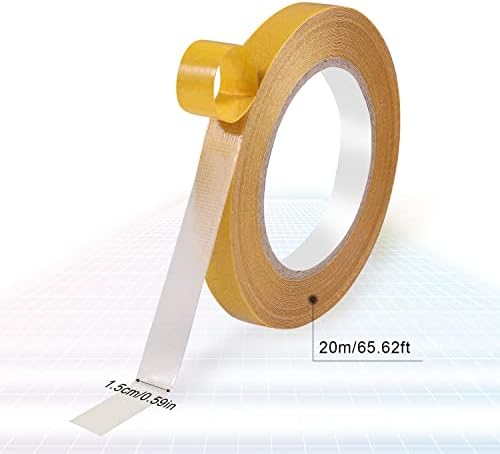 KINBOM 0.6inch x 66ft (20m) Double Sided Tape Heavy Duty, Super Sticky Clear Carpet Tape Fabric Double Sided Adhesive Tape Strong Wall Mounting Tape without Residual with Fiberglass Mesh