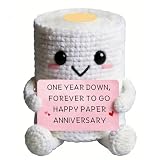 1 Year Anniversary Day Gifts for Boyfriend Girlfriend, Paper Anniversary Wedding Gifts for Couple Husband Wife, Happy 1st Year Aniversario Handmade Positive Crochet, First Valentines Day Gift Ideas