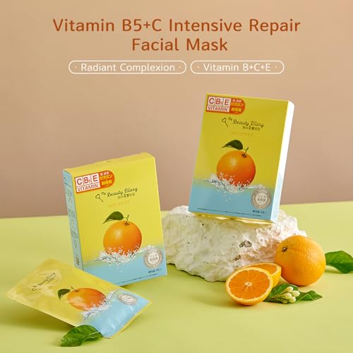 My Beauty Diary Vitamin B5+C Intensive Repair Mask, Glowing and Moisturizing Facial Mask, Restores Skin Radiance, Self Care Face Sheet Mask for Dull Skin and All Skin Types (8 pcs) - Image 4