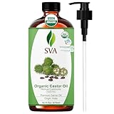 SVA Castor Seed Oil Organic - 16 Fl Oz – 100% Natural Cold Pressed Organic Castor Oil - for Face, Skin Care, Hair Care, Scalp Massage & Body Massage with Pump