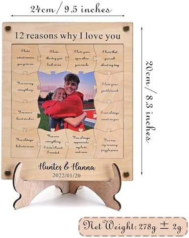 TINGKU 12 Reasons Why I Love You Puzzle Photo Frame I Love You for Him Meaningful gift for boyfriend girlfriend Sentimental