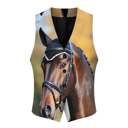 Riding Horse Men's Formal Suit Vest for Business Formal Or Casual Dress Waistcoat Wedding4