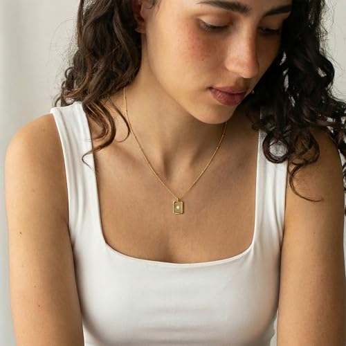Image of Gold Silver Necklace for Women, Dainty Cubic Zirconia Pendant