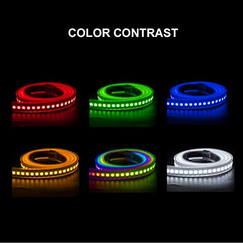 BTF-LIGHTING WS2812B RGB 5050SMD Individual Addressable 3.3FT 144(2X72) Pixels/m Flexible White PCB Full Color LED Pixel Strip Dream Color IP67 Waterproof Making LED Screen, LED Wall, etc Only DC5V