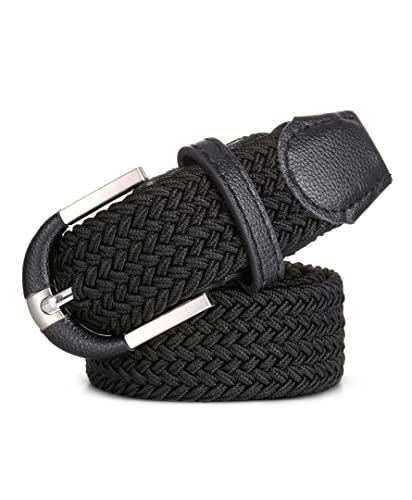 [2 Pack] Mio Marino Stretch Belts for Men - Golf belt & Jean Elastic Belt - Gift Box - Black/Gray - Lareg (40-44") - Thumbnail 2