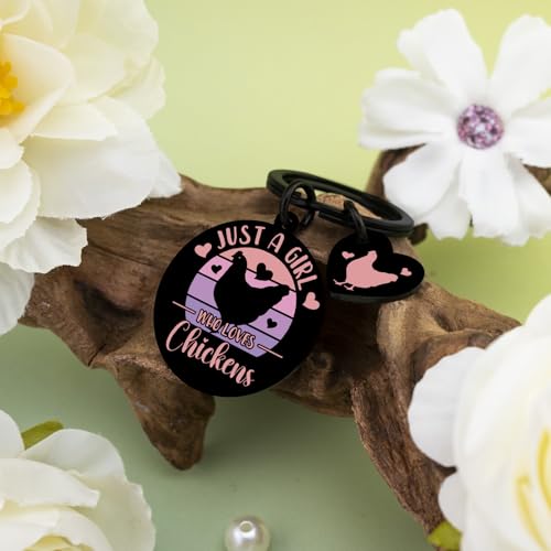 Chicken Keychain Chicken Gifts For Women Kids Chickens Lovers Mom Teacher Friend Just A Girl Who Loves Chickens Accessories For Birthday Christmas New Year3