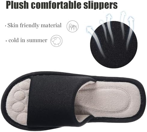 Dokela Mens Open Toe House Slippers Breathable Slip-on Indoor Slippers with Memory Foam Soft Machine Washable Bedroom Home Shoes - 2