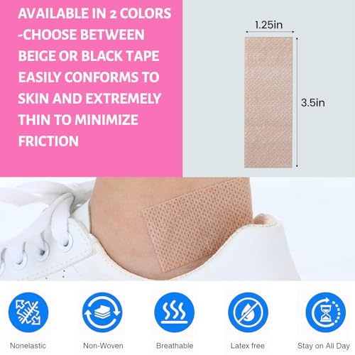 TrelaCo 100 Pcs Blister Prevention Tape Precut Strips for Blister Protection Moleskin Tape Strong Adhesive Sticks Firmly Skin Prevent Bandages for Foot Heel Toe Skin Hand Point Shoe Chafing Protector