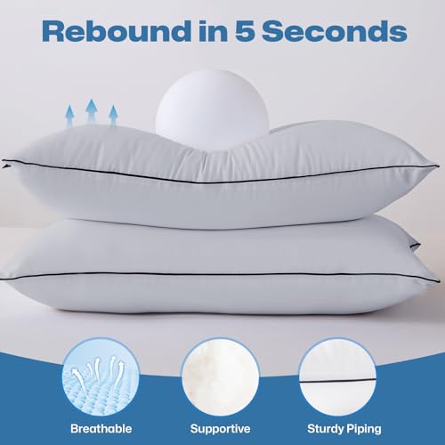 GOHOME Pillows Queen Size Set of 4 - Bed Pillows for Sleeping 4 Pack, Cooling Supportive Hotel Pillows with Premium Soft Down Alternative Fill for Side Stomach and Back Sleepers