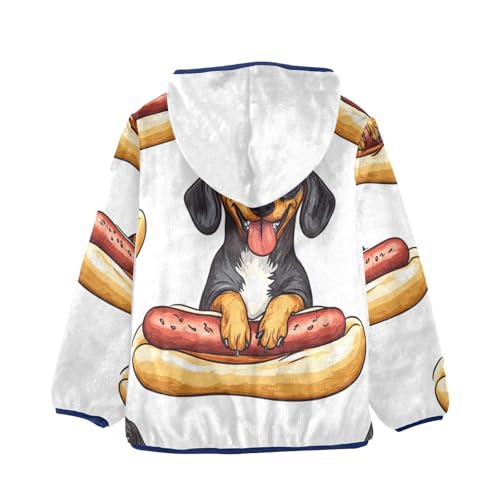 Dog and Hot Dog Girls Fleece Jacket Girls Fall Jacket Girls Zip Up Hoodie Girls Sherpa Jacket 2-10T2