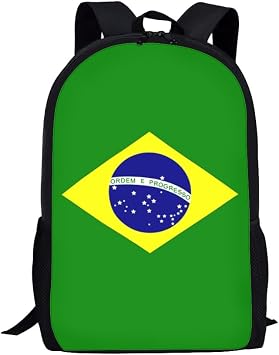 Brazil Flag School Backpack For Girls Boys Kids,Lightweight Elementary Student Bookbag Perfect for Back to School