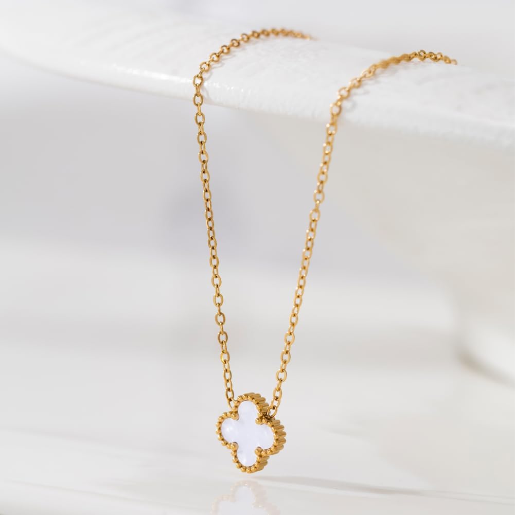 Lucky Clover Pendant Necklace for Women Men Girls 18K Gold Plated Adjustable Necklace Trendy Jewelry Christmas Wedding Birthday Best Gifts - Image 2