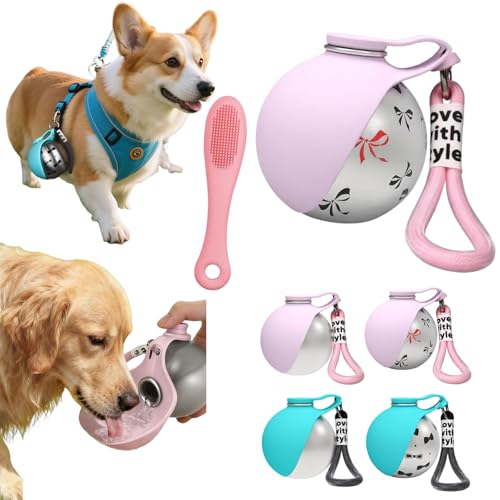 犬 給水ボトル 折りたたみ ペットウォーターボトル 丸型 ステンレス 大容量 漏れ防止