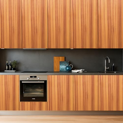 Image of Wall Stickers Wallpaper Wood Solid Grain DIY Self Adhesive Vinyl Door, Office, Wooden Furniture, Shelf Liner, Almirah, Table Top, Peel and Stic Kitchen Cabinet (24x144Inch)