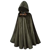 LMYOVE Men Hooded Cloak Adult Medieval Renaissance Costume with Hood Velvet Cape...