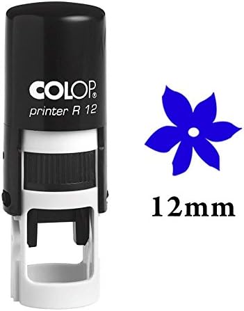 Printtoo Flower Design Self Inking Mini Rubber Stamp Colop Round Decorative Teachers Stamps 12mm, Blue Ink - Image 3