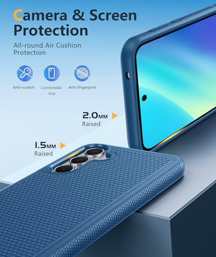 Image of FNTCASE for Samsung Galaxy A35-5G Case: Dual Layer Protective Heavy Duty Cell Phone Cover Shockproof Rugged with Non Slip Textured Back - Military Protection Bumper Tough - 2024, 6.6 inch Blue