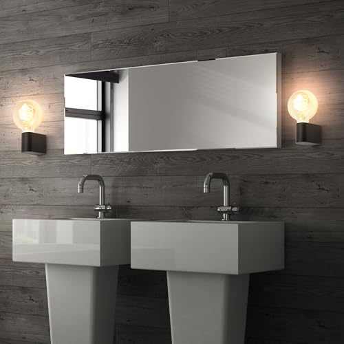 BRILONER - Spiegelleuchte Bad IP44 Spritzwasserschutz, E27 max. 10W, Wandmontage, Badezimmerlampe, Spiegellampe Bad, Lampe Badezimmer, Badlampe Wand, Wandlampe Badezimmer, 4,5 x 8 x 9,5cm, Schwarz