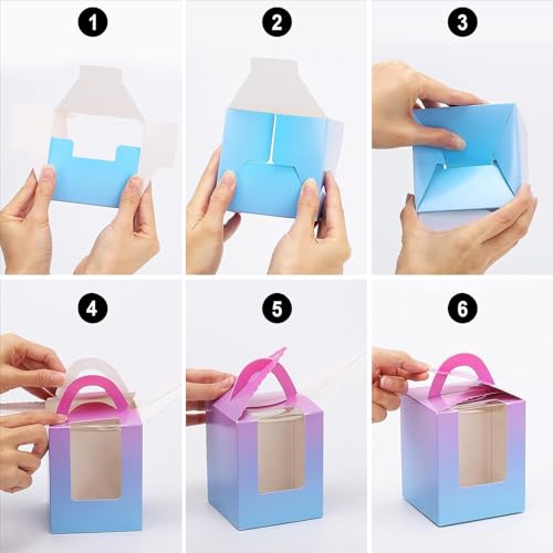 GOEDEKE Cupcake Box,10 Pcs Individual Cupcake Boxes Single Cupcake Boxes,Cake Boxes with Window,Cupcake Carrier with Inserts,Individual White Bakery Boxes with Handle,for Weddings, Birthday Parties - Image 2
