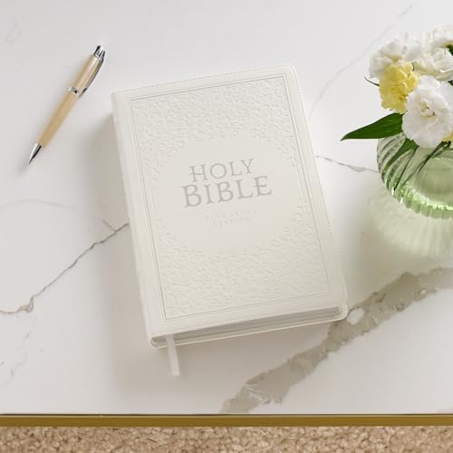 Image of KJV Holy Bible, Thinline Large Print Faux Leather Red Letter Edition Thumb Index & Ribbon Marker, King James Version, White (KJV Thinline LP Editions)