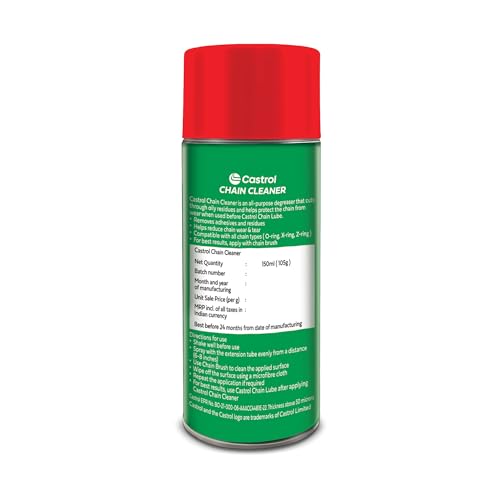 Image of Castrol Chain Cleaner for Bikes (150ML) | Instantly Breaks Down Oil, Grease & Dirt | Deep Cleaning for Maximum Performance | Prepares Chains for Lubrication | Safe for All Chain Types