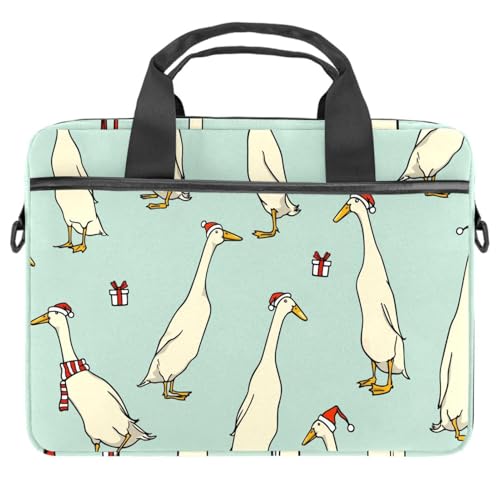 Sacoche ordinateur 13-14.5" canards Noël blanc housse PC portable à bandoulière
