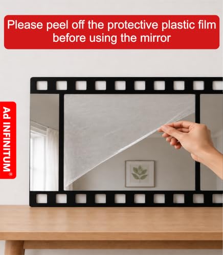 Image of AD INFINITUM Multilayer Wooden Wall Art With Mirror Hanging Decor for Contemporary Home, Bedroom, Living Room, Office etc., (Film Negative)
