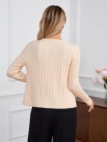 Verdusa Women's Button Front Cable Knit Crop Cardigan Sweater Long Sleeve Knit Shrug2