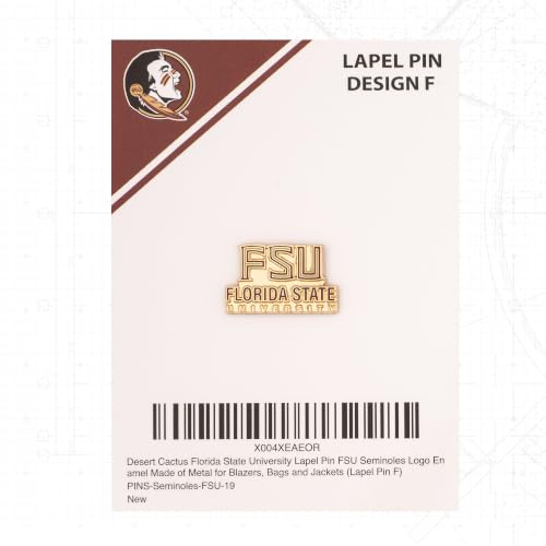 Image of Desert Cactus Florida State University Magnetic Metal Lapel Pin (F) | Officially Licensed FSU Florida State Seminoles Enamel Finish Lapel Pin Formal Wear Bag and Hat Jewelry Tie Track Brooch Pin