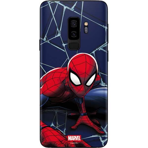 Skinit Decal Phone Skin Compatible with Galaxy S9 Plus - Officially Licensed Marvel Spiderman Crawling Spiderman Design