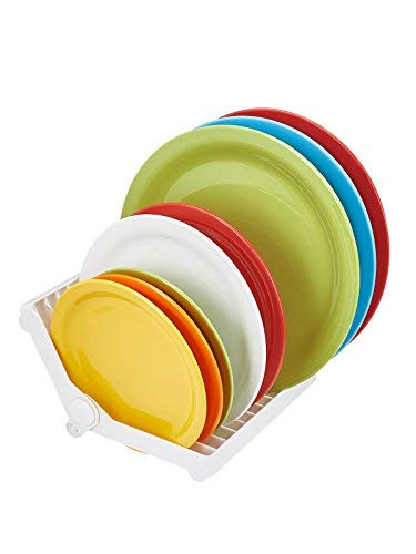 InddusHome® - ABS/BPA Free Foldable Dish Rack Stand Plate Holder,1 Piece,White