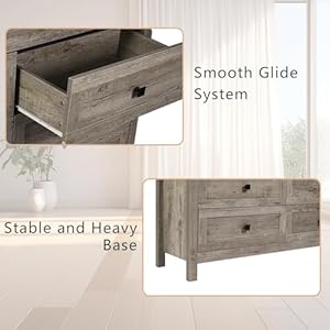 Farmhouse bedroom furniture set rustic wood double dresser chest of drawers 6 drawer chest of drawers wide storage organizer cabinet for bedroom living room 1pc dresser1pc nightstand  urban country home decor