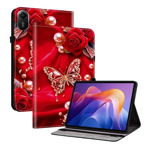 Étui pour Lenovo Tab M8 2e gén TB-8705F housse portefeuille à rabat motif papillon rose