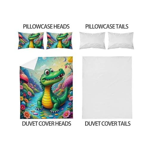 Housse de couette 200x200 crocodile avec fermeture éclair pour lit garçon - 4