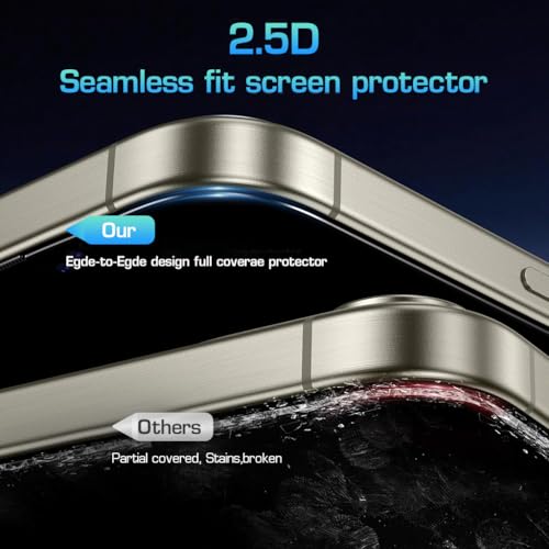 Image of ZORBES 2pcs Privacy Screen Protectors for i Phone 16 Pro 6.3'' Ultra HD Tempered Glass Screen Protectors 2-Step Installation Auto-Alignment HD Screen Protector Kit with Screen Cleaning Tools