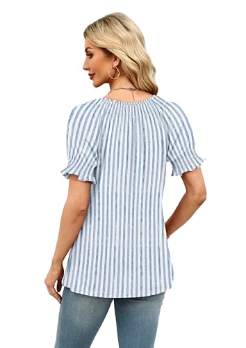 Image of WIHOLL Womens Short Sleeve Square Neck Summer Tops Dressy Casual Blouses Trendy Clothes 2026