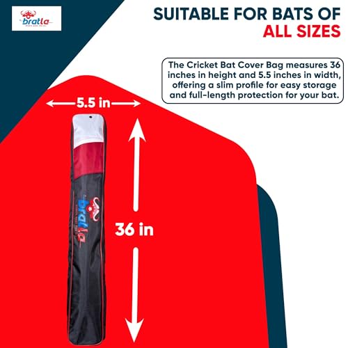 Cricket Bat Cover Bag For Full Size Bat Adjustable Shoulder Strap Foam Padded - Secure and Convenient Cricket Gear Storage Bag Black/Red - Image 5