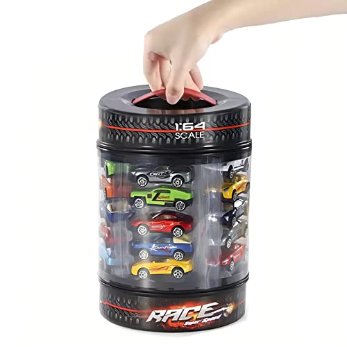 25 Piece Diecast Cars Pack Toy Playset In Storage Carrying Tub - 1:64 Scale Metal Alloy Die-Cast Vehicles Collection For Kids #TOP6