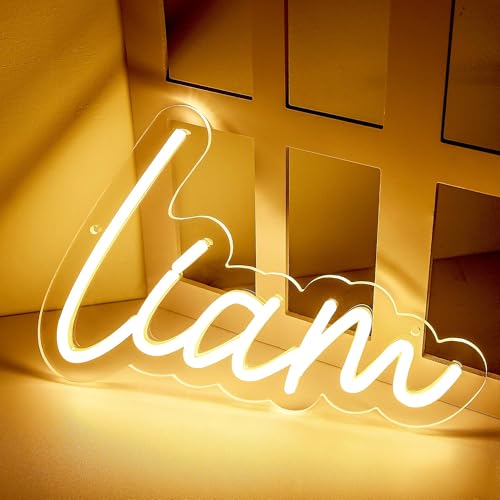 Image of Liam Name Neon Sign,LED Liam Name Neon Light for Kids Bedroom,Birthday Liam Party Decoration,Neon Sign Customizable for Wall Decor Personalized Name for Boy,Size 11.8 * 7.9 inches(JTLD097)